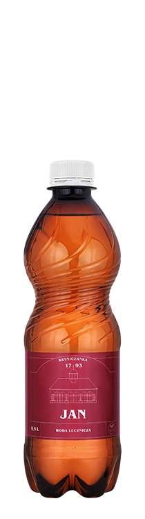 Naturalna Woda Lecznicza Jan w plastikowej butelce PET, 0,5 litra.